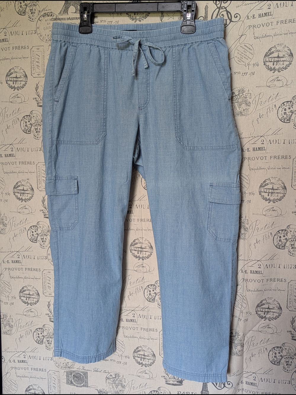 J. Crew Women's Relaxed Fit Chambray Light Blue Cargo Pants Size 14